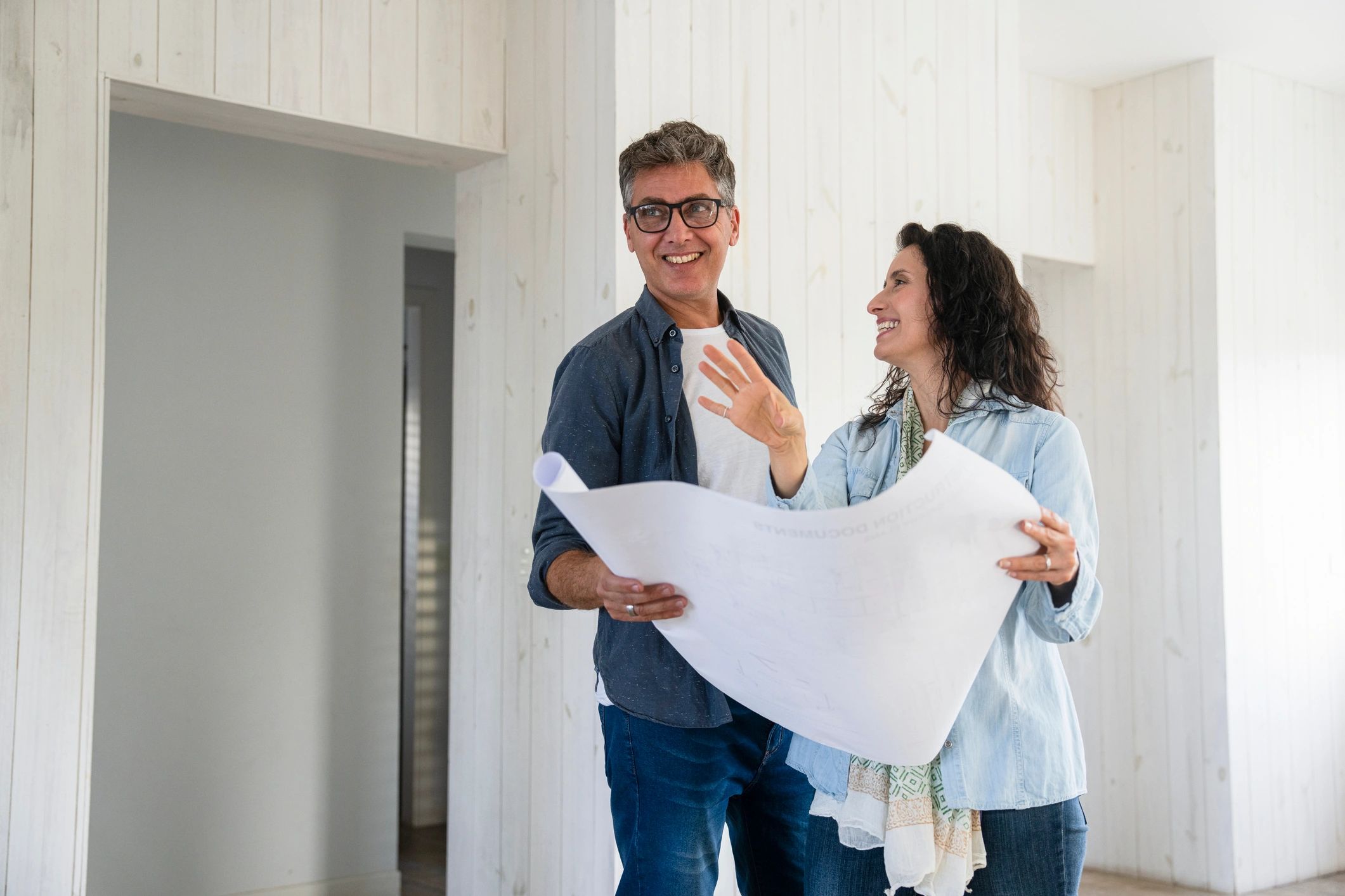 Couple planning a home renovation