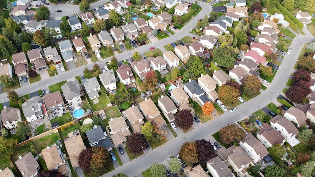 Aerial residential neighbourhood illustrating property ownership in Ajax, Ontario