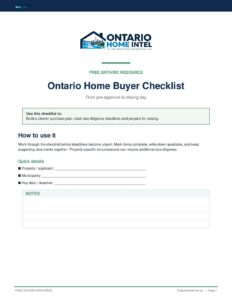 Ontario Home Buyer Checklist preview