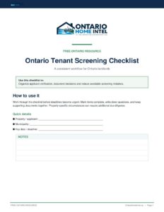 Ontario Tenant Screening Checklist preview